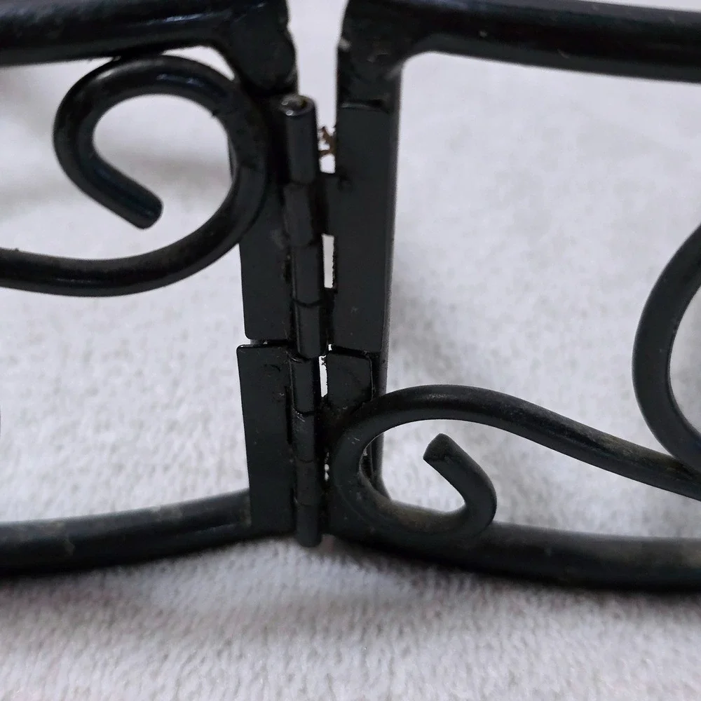 Vintage Black Metal 7-Candle Holder Folding Scrollwork Centerpiece